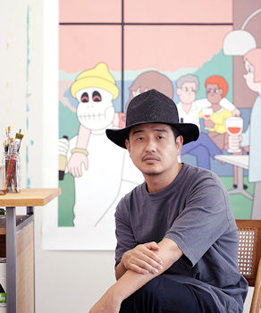 日本藝術家Jun Oson出道八年，曾在倫敦、巴黎、東京舉行展覽，擅長以現代Pop Art 及漫畫風繪畫。