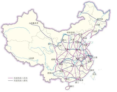 2025年內地的「八縱八橫」主幹網。