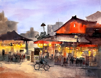 油麻地果欄/水彩－劉少鳳