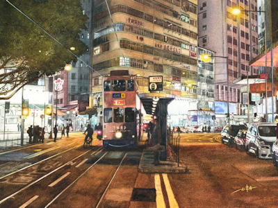 8pm的灣仔/水彩－尤偉海